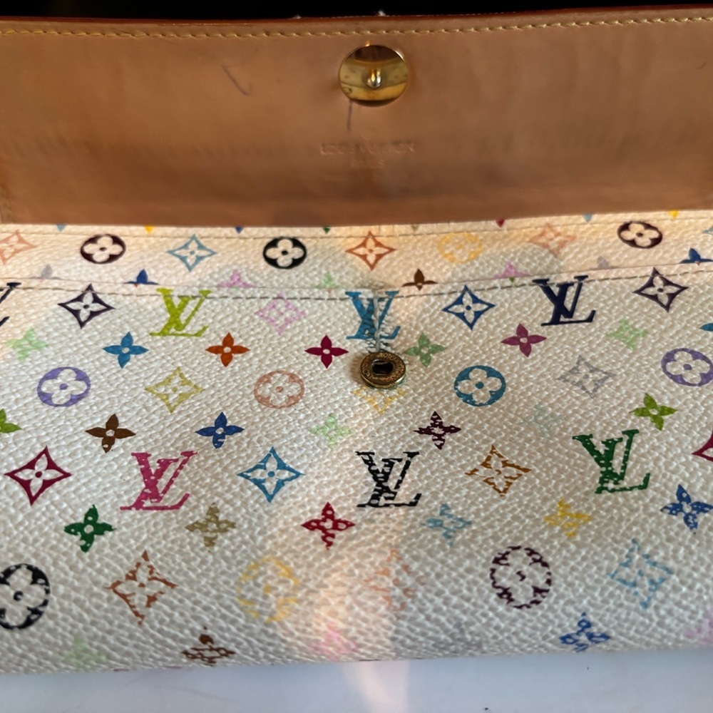 Rare Louis Vuitton x Takashi Murakami Monogram Multicolor Sarah Wallet WOC Ready - Picture 10 of 12